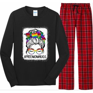 Free Mom Hugs Messy Bun Lgbt Pride Rainbow Gift Long Sleeve Pajama Set