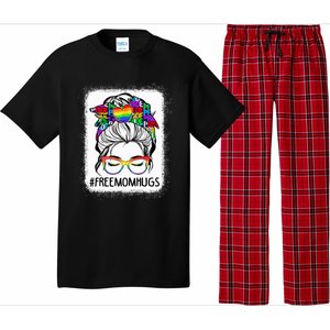 Free Mom Hugs Messy Bun Lgbt Pride Rainbow Gift Pajama Set