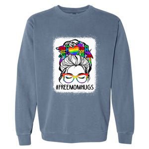 Free Mom Hugs Messy Bun Lgbt Pride Rainbow Gift Garment-Dyed Sweatshirt