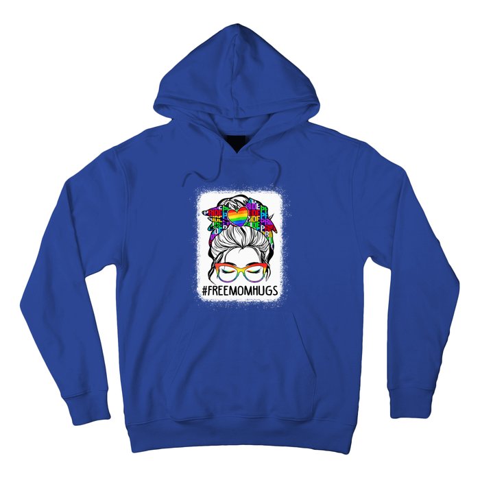 Free Mom Hugs Messy Bun Lgbt Pride Rainbow Gift Hoodie