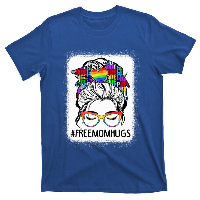 Free Mom Hugs Messy Bun Lgbt Pride Rainbow Gift T-Shirt