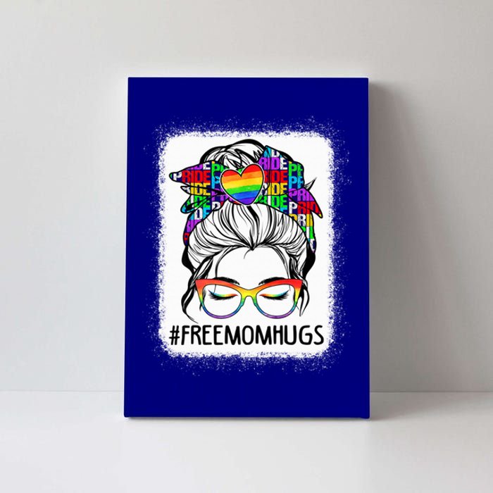 Free Mom Hugs Messy Bun Lgbt Pride Rainbow Gift Canvas