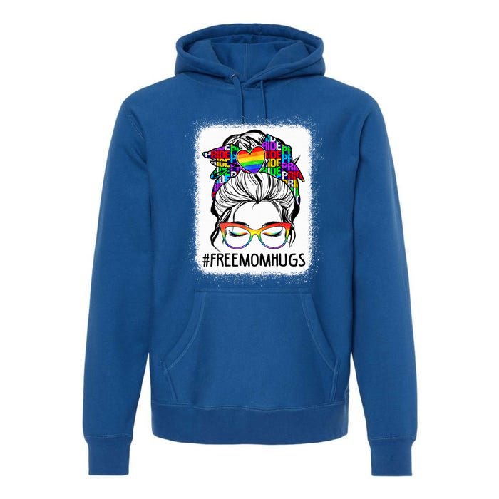 Free Mom Hugs Messy Bun Lgbt Pride Rainbow Gift Premium Hoodie