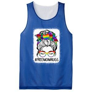 Free Mom Hugs Messy Bun Lgbt Pride Rainbow Gift Mesh Reversible Basketball Jersey Tank