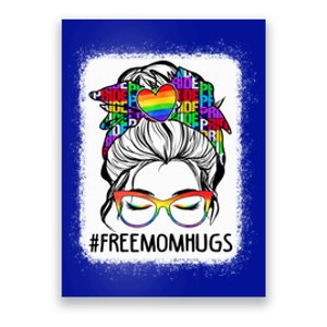 Free Mom Hugs Messy Bun Lgbt Pride Rainbow Gift Poster