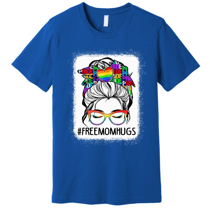 Free Mom Hugs Messy Bun Lgbt Pride Rainbow Gift Premium T-Shirt