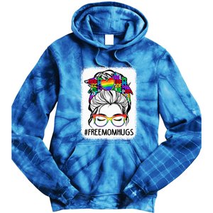 Free Mom Hugs Messy Bun Lgbt Pride Rainbow Gift Tie Dye Hoodie