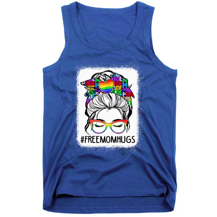 Free Mom Hugs Messy Bun Lgbt Pride Rainbow Gift Tank Top