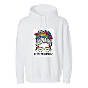 Free Mom Hugs Messy Bun Lgbt Pride Rainbow Gift Garment-Dyed Fleece Hoodie