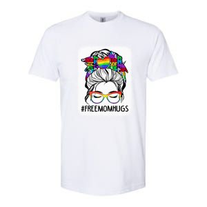 Free Mom Hugs Messy Bun Lgbt Pride Rainbow Gift Softstyle CVC T-Shirt