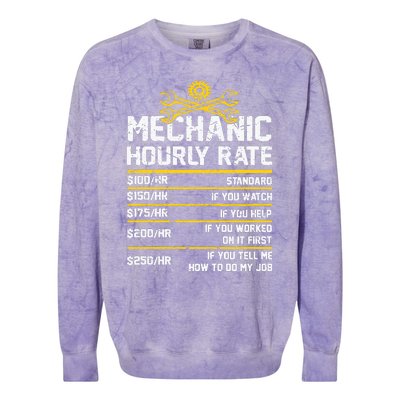 Funny Mechanic Hourly Rate Colorblast Crewneck Sweatshirt