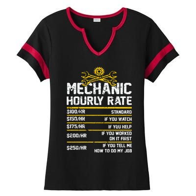 Funny Mechanic Hourly Rate Ladies Halftime Notch Neck Tee