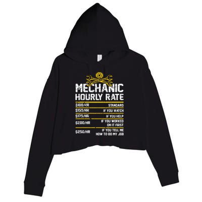 Funny Mechanic Hourly Rate Crop Fleece Hoodie