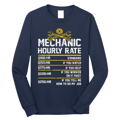 Funny Mechanic Hourly Rate Long Sleeve Shirt