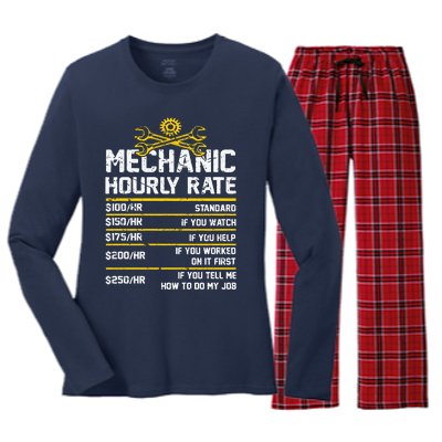 Funny Mechanic Hourly Rate Women's Long Sleeve Flannel Pajama Set 