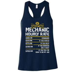 Funny Mechanic Hourly Rate Women's Racerback Tank