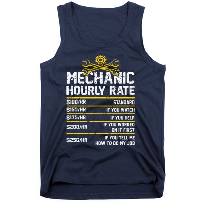 Funny Mechanic Hourly Rate Tank Top