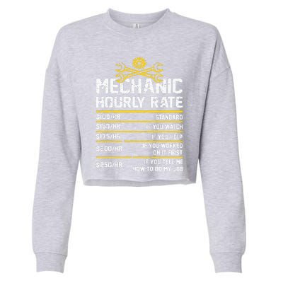 Funny Mechanic Hourly Rate Cropped Pullover Crew