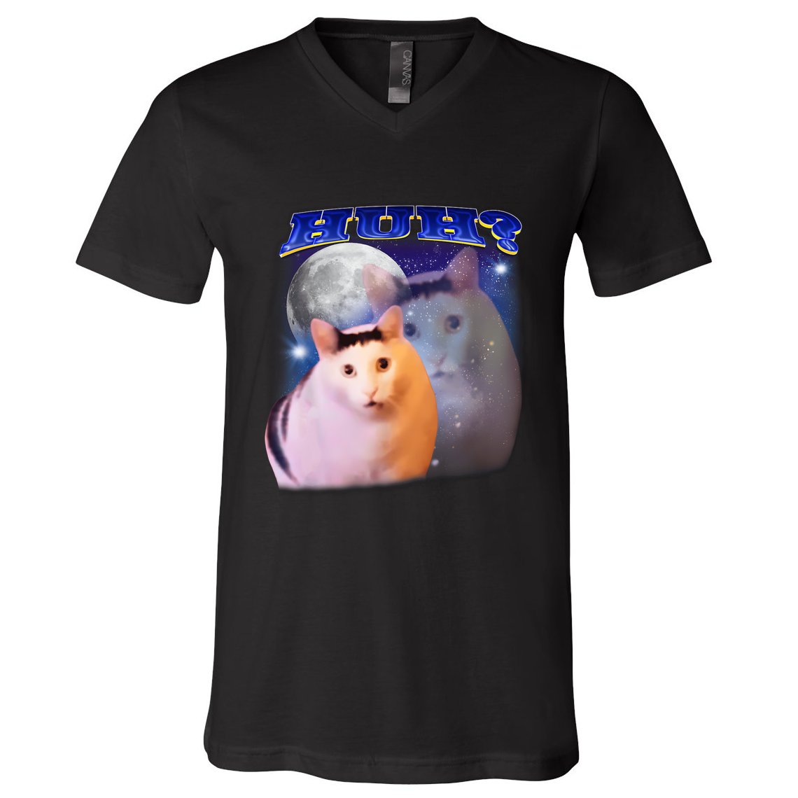 Funny Meme Huh Cat V-Neck T-Shirt