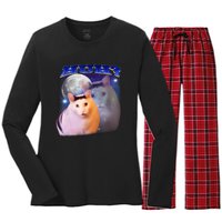 Funny Meme Huh Cat Women's Long Sleeve Flannel Pajama Set 