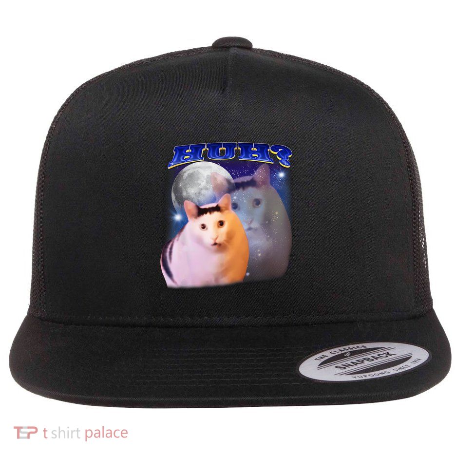 Funny Meme Huh Cat Flatbill Hat