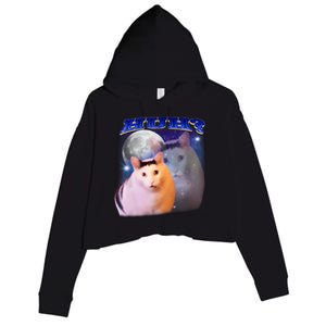 Funny Meme Huh Cat Crop Fleece Hoodie