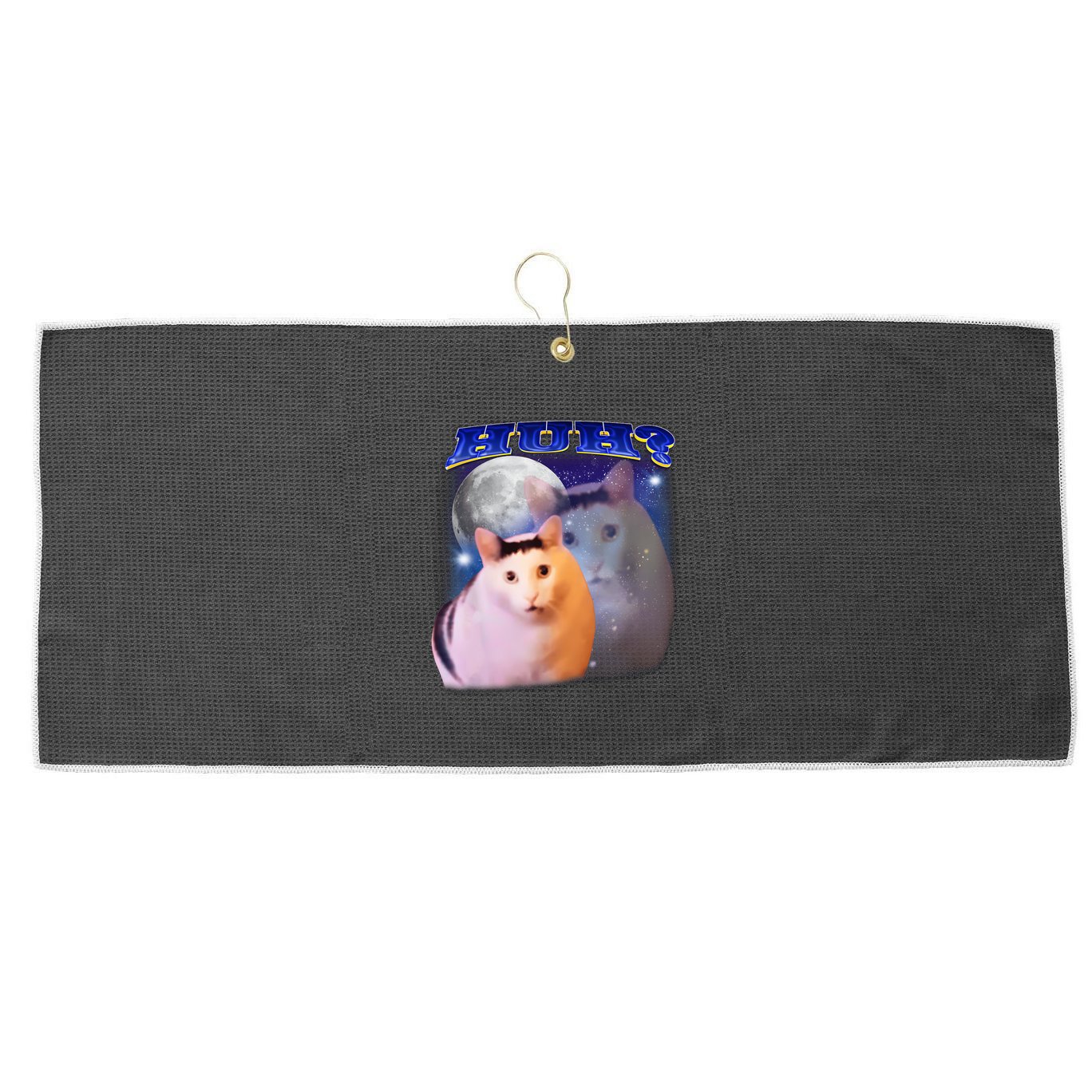 Funny Meme Huh Cat Large Microfiber Waffle Golf Towel