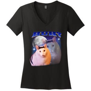 Funny Meme Huh Cat Women's V-Neck T-Shirt