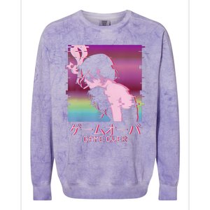 Japanese Vaporwave Sad Anime Girl Game Over Indie Aesthetic Colorblast Crewneck Sweatshirt