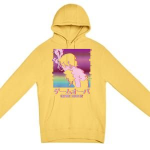 Japanese Vaporwave Sad Anime Girl Game Over Indie Aesthetic Premium Pullover Hoodie