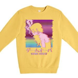 Japanese Vaporwave Sad Anime Girl Game Over Indie Aesthetic Premium Crewneck Sweatshirt