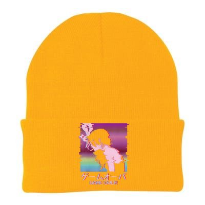 Japanese Vaporwave Sad Anime Girl Game Over Indie Aesthetic Knit Cap Winter Beanie