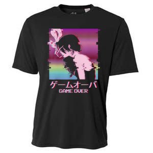 Japanese Vaporwave Sad Anime Girl Game Over Indie Aesthetic Cooling Performance Crew T-Shirt