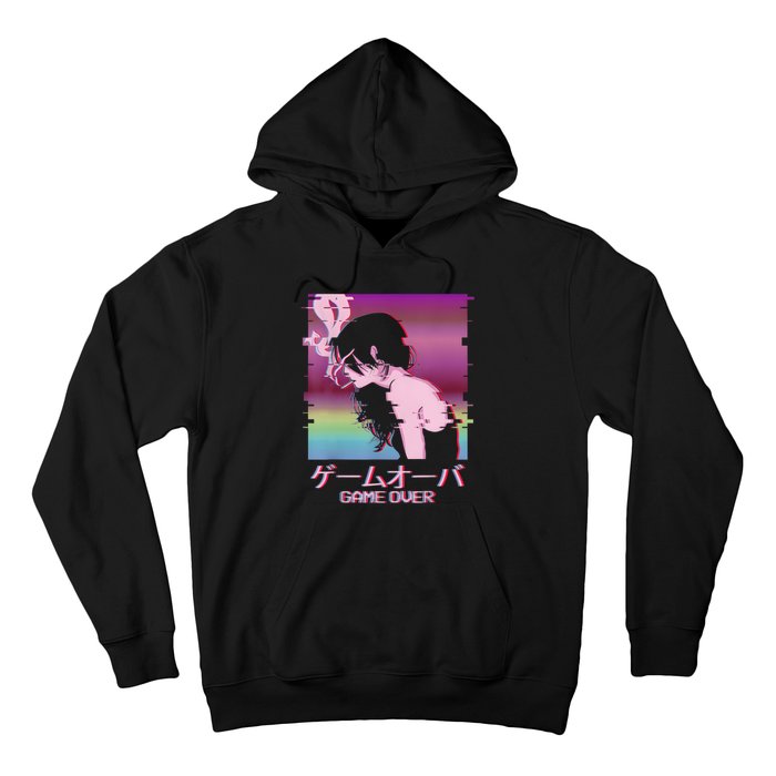 Japanese Vaporwave Sad Anime Girl Game Over Indie Aesthetic Hoodie