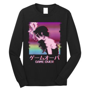 Japanese Vaporwave Sad Anime Girl Game Over Indie Aesthetic Long Sleeve Shirt