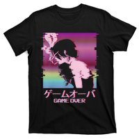 Japanese Vaporwave Sad Anime Girl Game Over Indie Aesthetic T-Shirt