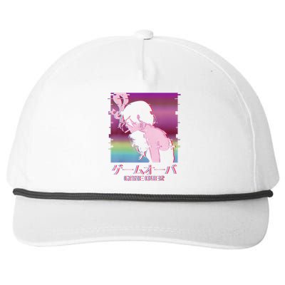 Japanese Vaporwave Sad Anime Girl Game Over Indie Aesthetic Snapback Five-Panel Rope Hat