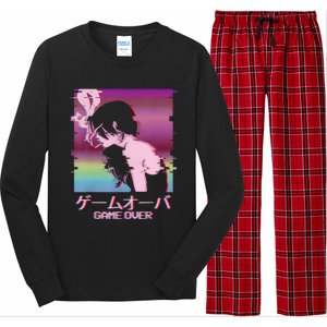 Japanese Vaporwave Sad Anime Girl Game Over Indie Aesthetic Long Sleeve Pajama Set