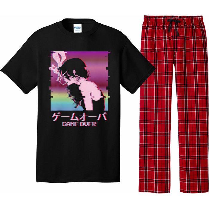 Japanese Vaporwave Sad Anime Girl Game Over Indie Aesthetic Pajama Set