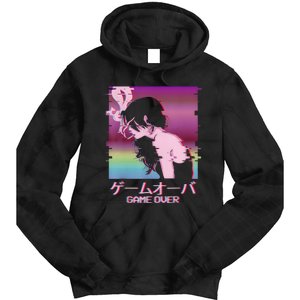 Japanese Vaporwave Sad Anime Girl Game Over Indie Aesthetic Tie Dye Hoodie