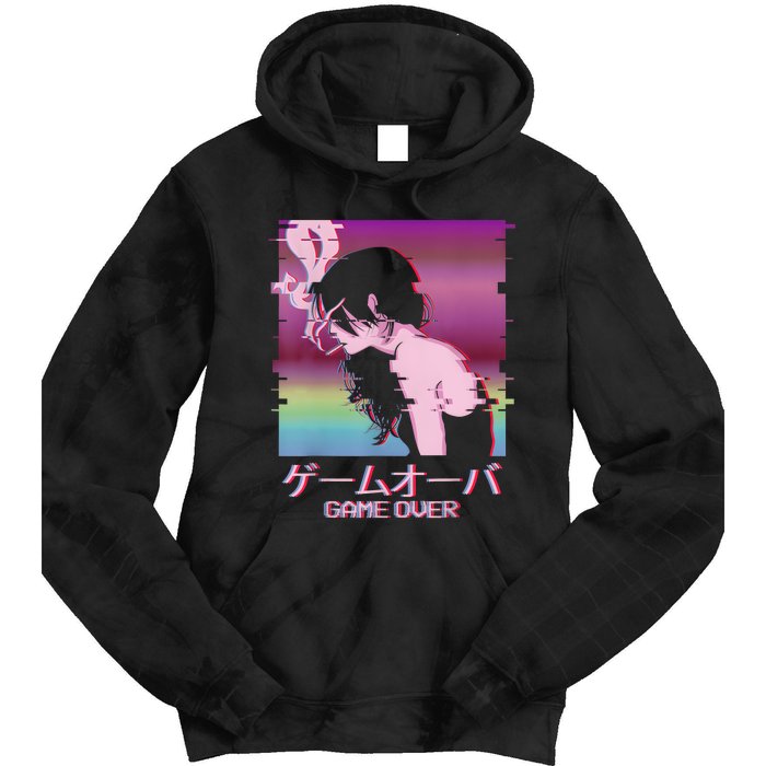 Japanese Vaporwave Sad Anime Girl Game Over Indie Aesthetic Tie Dye Hoodie