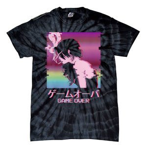 Japanese Vaporwave Sad Anime Girl Game Over Indie Aesthetic Tie-Dye T-Shirt