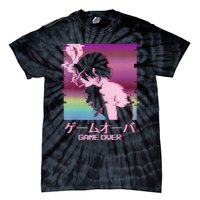 Japanese Vaporwave Sad Anime Girl Game Over Indie Aesthetic Tie-Dye T-Shirt