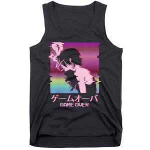 Japanese Vaporwave Sad Anime Girl Game Over Indie Aesthetic Tank Top