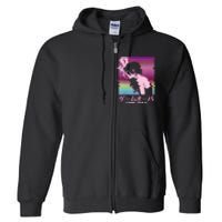 Japanese Vaporwave Sad Anime Girl Game Over Indie Aesthetic Full Zip Hoodie