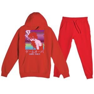 Japanese Vaporwave Sad Anime Girl Game Over Indie Aesthetic Premium Hooded Sweatsuit Set