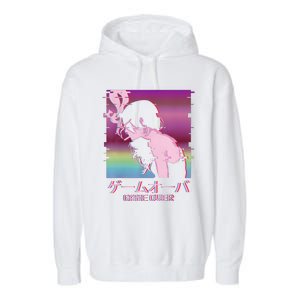 Japanese Vaporwave Sad Anime Girl Game Over Indie Aesthetic Garment-Dyed Fleece Hoodie