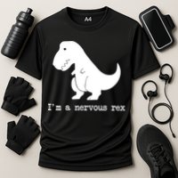 Funny Mental Health Awareness Trex Dinosaur With Anxiety Cooling Performance Crew T-Shirt