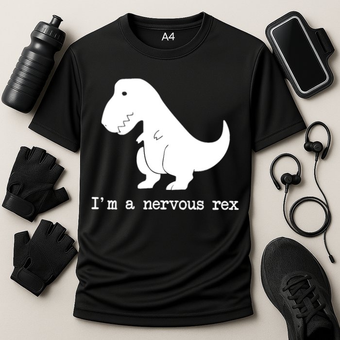 Funny Mental Health Awareness Trex Dinosaur With Anxiety Cooling Performance Crew T-Shirt