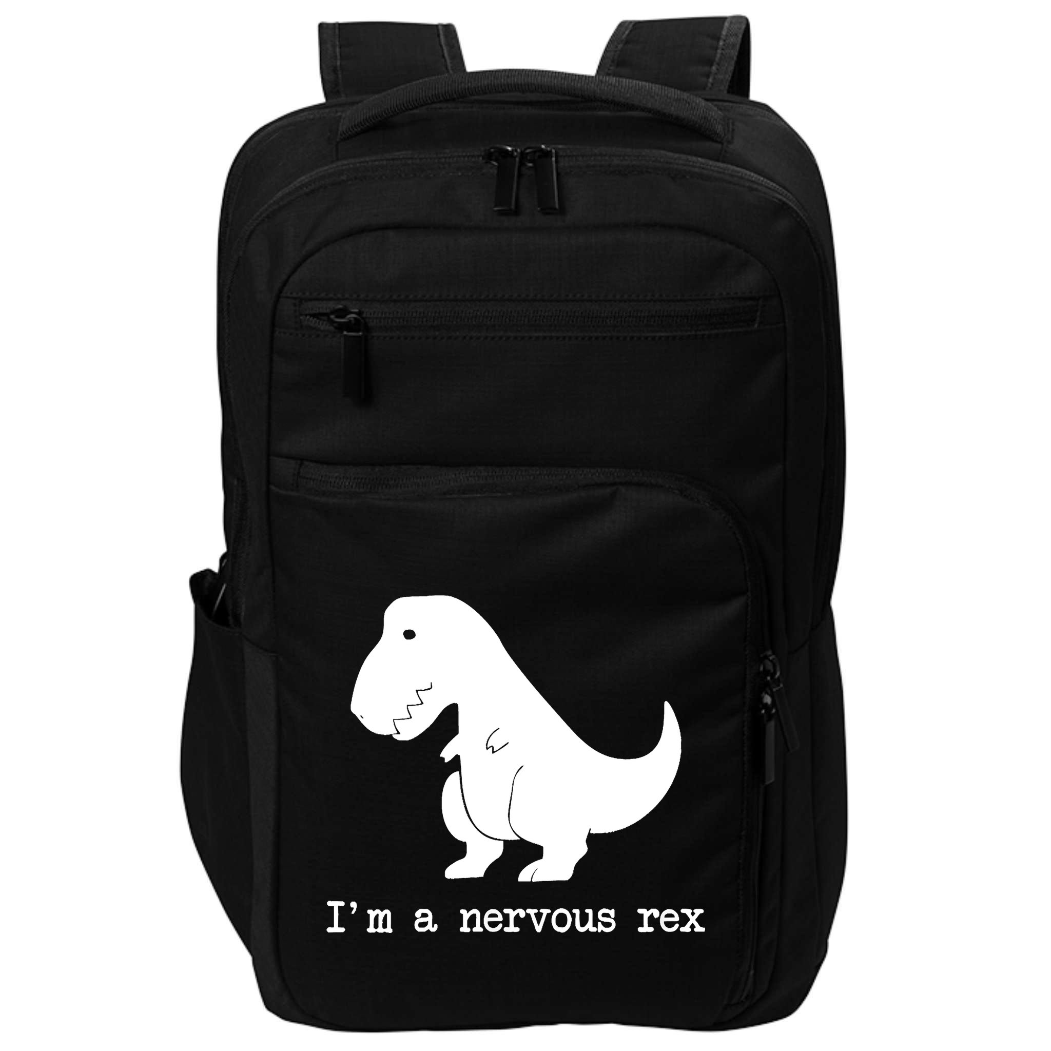Funny Mental Health Awareness Trex Dinosaur With Anxiety Impact Tech Backpack
